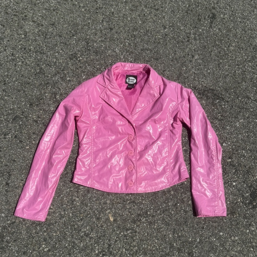 Y2K Pink Faux Leather Rave Jacket